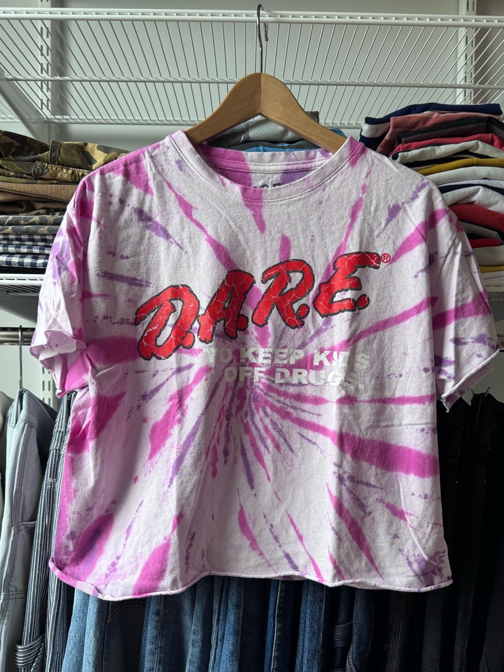 DARE Cropped Tie-Dye Tee size L